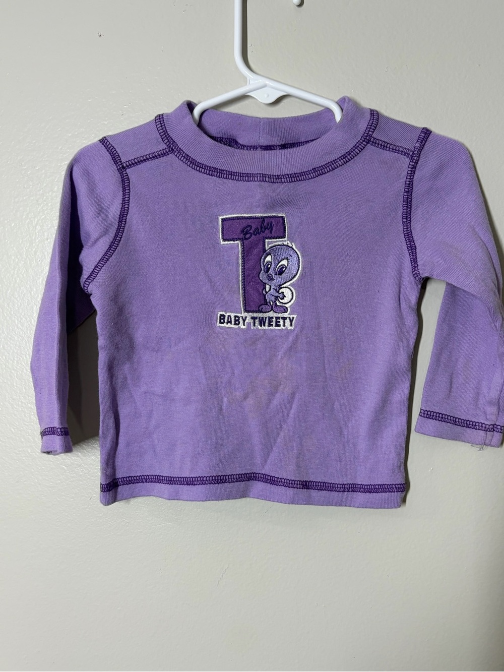 Vintage Warner Bros.Baby Tweety Purple Long Sleeve Tee with skort size 12 months